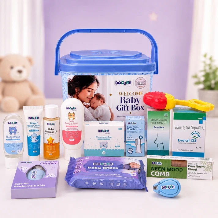 Welcome Baby Gift Box (Pack of 12 Products) + Free Baby Bib